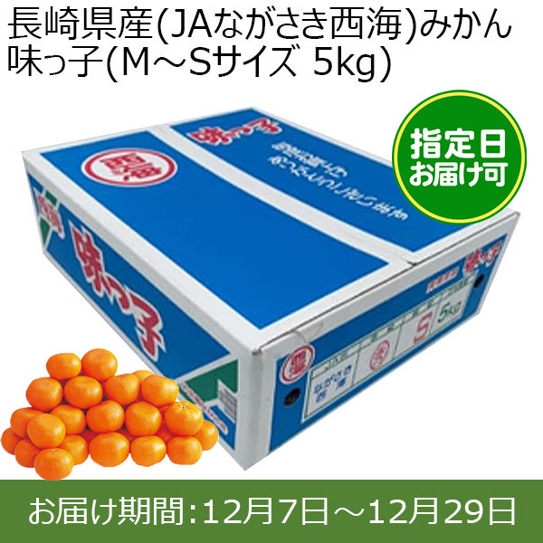 長崎県産(JAながさき西海)みかん 味っ子(M〜Sサイズ 5kg) 糖度13度 指定日お届け可【限定100点】【お届け期間:12月7日〜12月29日】【おいしいお取り寄せ】　商品画像1