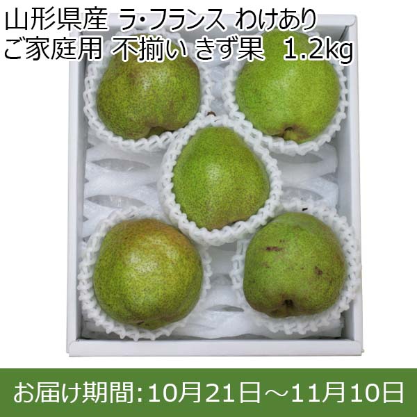 山形県産 ラ・フランス わけあり ご家庭用 不揃い きず果  1.2kg【お届け期間：10月21日〜11月10日】【BUZZTTO SALE10月】　商品画像1