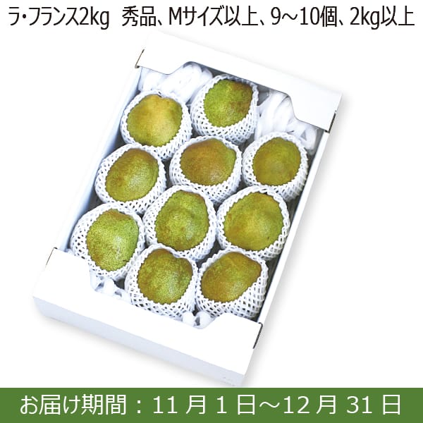 山形県産 ラ・フランス(秀品 9〜10個 2kg以上)【お届け期間：11/1(金)〜12/31(火)】【ふるさとの味・南関東】　商品画像1