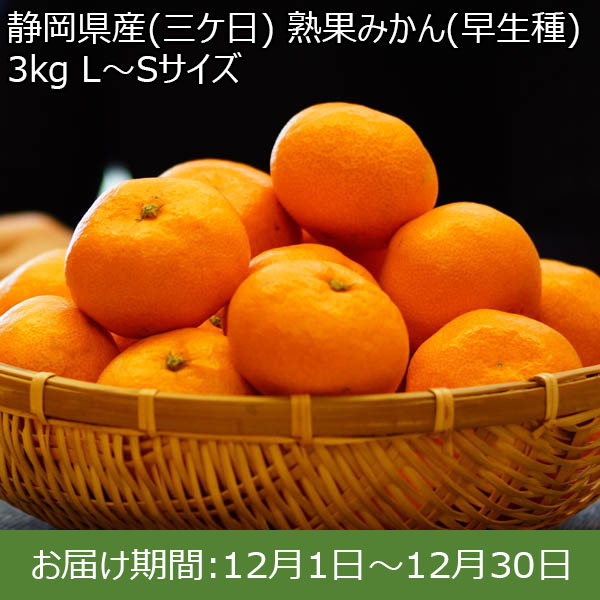 静岡県産(三ケ日) 熟果みかん(早生種) 3kg L〜Sサイズ【お届け期間：12月1日〜12月30日】 【イオンカード会員限定12月】　商品画像1