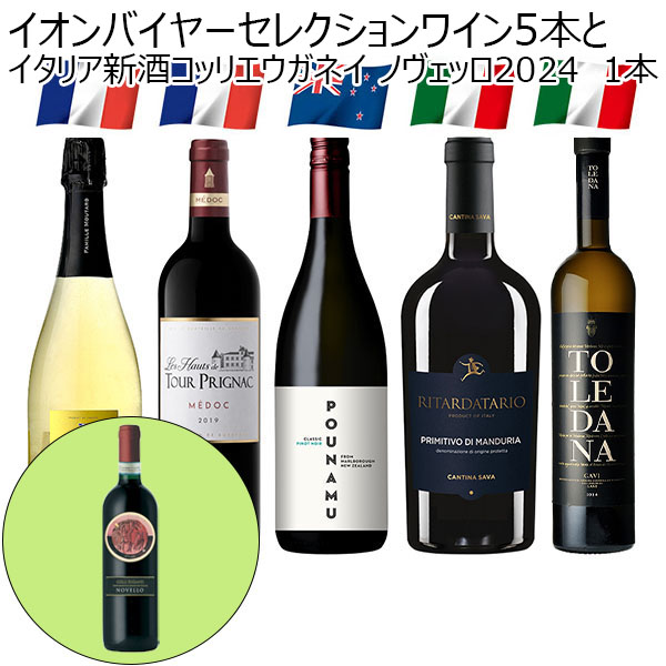 イオンバイヤーセレクションワイン5本とイタリア新酒コッリエウガネイ ノヴェッロ2024 1本(各750ml)【おいしいお取り寄せ】　商品画像1