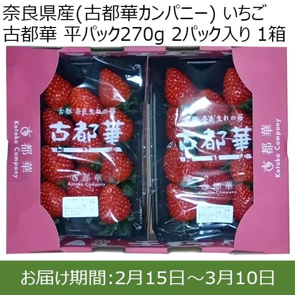 奈良県産(古都華カンパニー) いちご 古都華 平パック270g 2パック入り 1箱【限定100点】【お届け期間：2月15日〜3月10日】【おいしいお取り寄せ】　商品画像1