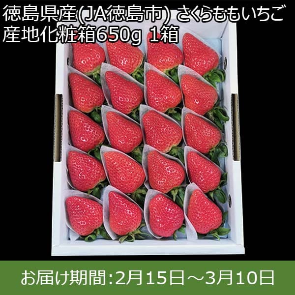 徳島県産(JA徳島市) さくらももいちご 産地化粧箱650g 1箱【限定50点】【お届け期間：2月15日〜3月10日】【おいしいお取り寄せ】　商品画像1