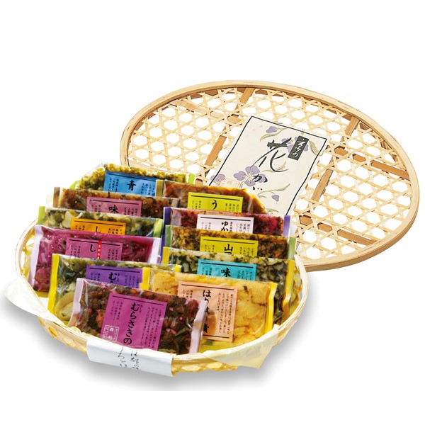 京つけもの西利 花かごNHK-30 赤しそむらさきの、しば漬、味しば漬、山里の香り、味すぐき、はりはり漬 他【京の伝統】【手土産】 【紙袋あり】【包装あり】【旬の味覚便】【NN】　商品画像1