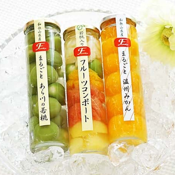 和歌山 ふみこ農園 コンポート 果実の宝石箱 FC-3 コンポートまるごと温州みかん350g、若桃入りフルーツコンポート350g、コンポートまるごとあら川の若桃350g【NN】　商品画像1