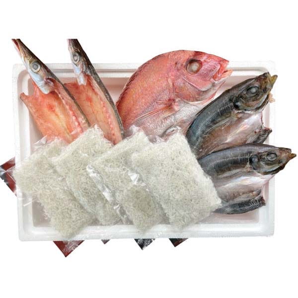 徳島 中辰 愛媛県産開き・釜あげセット(あじ開き2枚、たい開き1枚、かます開き2枚、釜あげしらす40g×4)【旬鮮便】【NN】　商品画像1