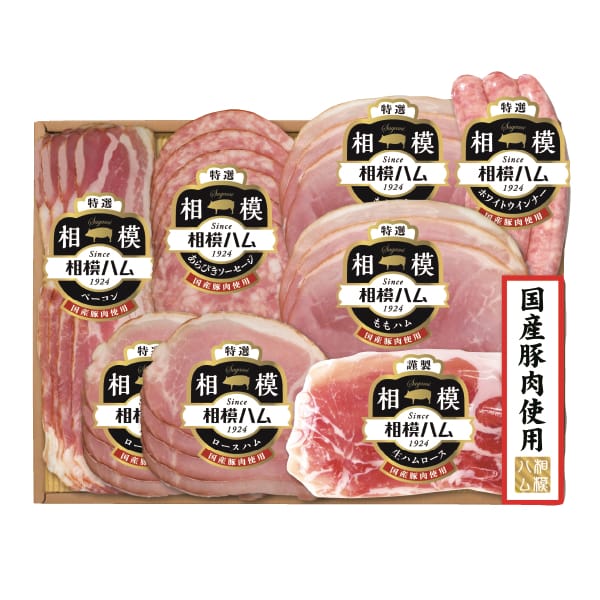 相模ハム 国産豚肉使用ハムギフト8点入りSGK-503 1個507g 【お届け期間:11/14(金)〜12/24(水)】【冬の贈りもの・お歳暮】【MK】　商品画像1
