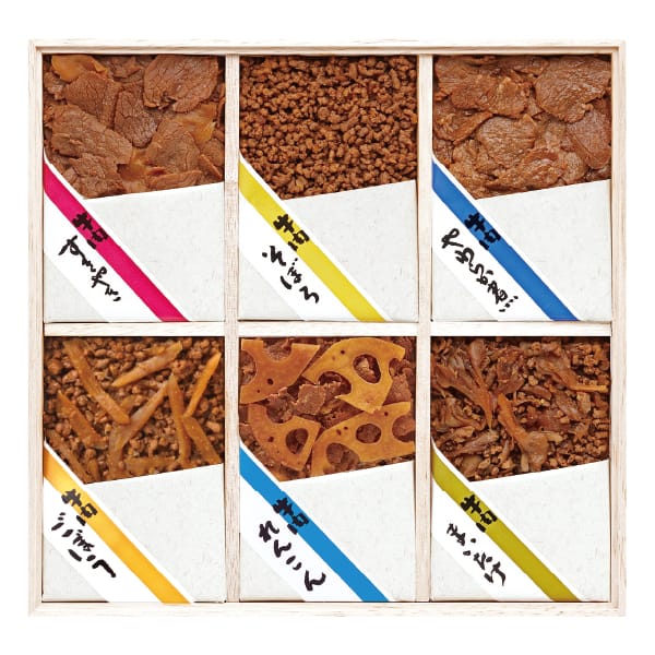 浅草今半 牛肉佃煮詰合せS-50Z 牛肉すきやき/牛肉やわらか煮/牛肉ごぼう/牛肉れんこん/牛肉まいたけ/牛肉そぼろ 【お届け期間:11/11(火)〜1/10(金)】【冬の贈りもの・お歳暮】【MK】　商品画像1