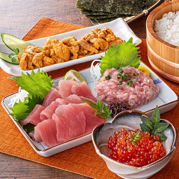 福袋 おうちで海鮮パーティーセット 計1.3kg (うに・鮪・いくら)【お届け期間：12月24日〜12月31日】【福袋】 魚介・海産物【季節の贈り物＆ご褒美ギフト】