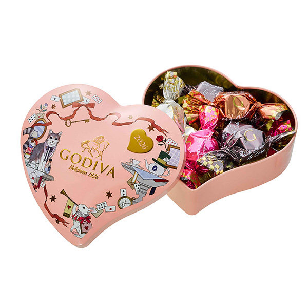 ゴディバ G キューブ ハート缶  チョコレート10粒入【お届け期間：1月15日〜2月21日】【バレンタイン】　商品画像1