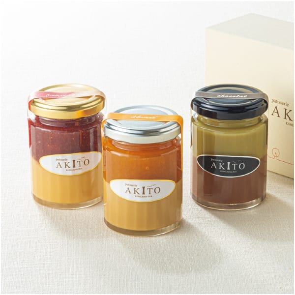 兵庫 パティスリーAKITO AKITOオリジナルジャムセット イチゴとミルクジャム・ショコラとピスタチオのミルクジャム・アールグレイとアプリコットのミルクジャム 各140g【NN】　商品画像1