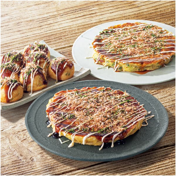 大阪 千房 お好み焼・ねぎ焼・たこ焼セット 豚玉・ねぎ焼・たこ焼(×8)各2、お好み焼ソース×4、醤油たれ×2、ホワイトソース×6、あおさのり×6、かつお節×6【NN】　商品画像1