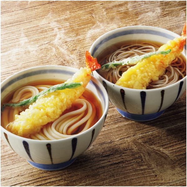 香川 小豆島 大儀 冷凍手延べ海老天うどん・そば詰合せ 冷凍手延べ海老天うどん580g×3、冷凍手延べ海老天そば580g×3【NN】　商品画像1