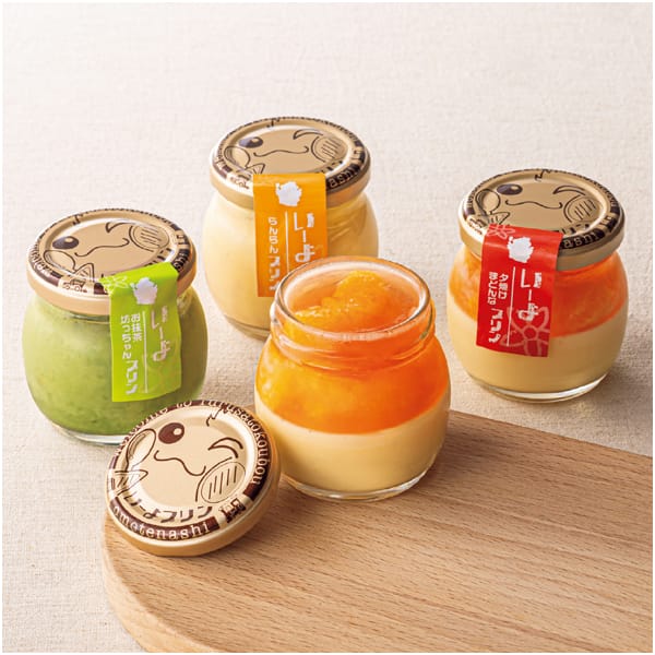 愛媛 いーよプリン いーよプリンギフト らんらんプリン85g×2、お抹茶坊っちゃんプリン85g×2、夕焼けまどんなプリン105g×2【NN】　商品画像1