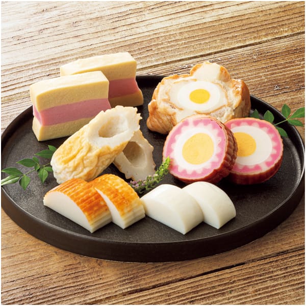 高知 けんかま 土佐魚菜市場 土佐の皿鉢詰合せ 大丸蒲鉾(焼)、大板蒲鉾(焼)、さしみ蒲鉾、味つけコーヤ(赤)、味つけふ巻、手にぎりちくわ【NN】　商品画像1