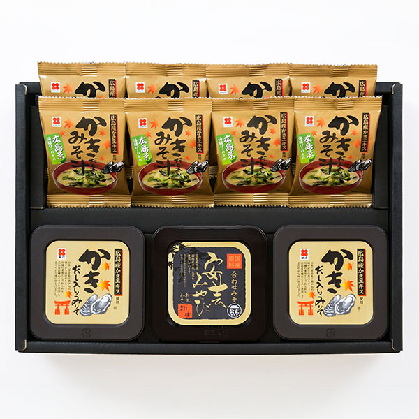 広島 新庄みそ 瀬戸の彩 FDかきだし入りみそ汁1食×8、かきだし入りみそ500g×2、安芸みやび合わせみそ500g【NN】　商品画像1