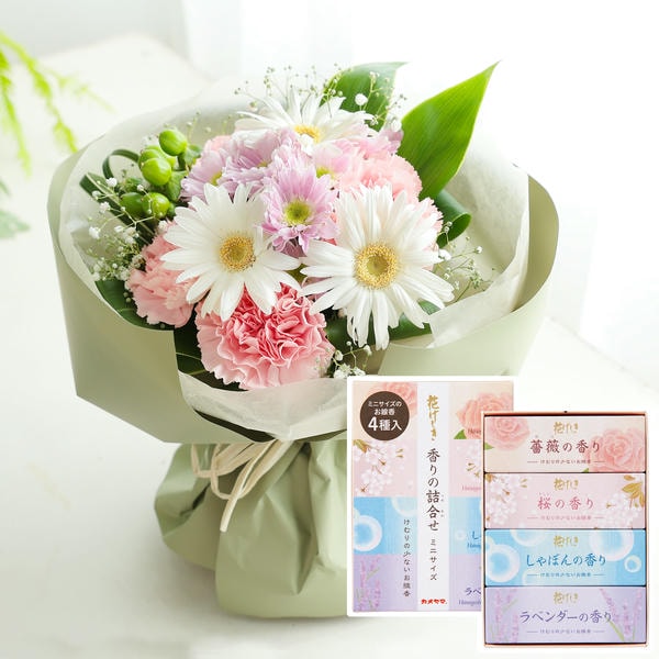 お供えスタンディングブーケ「ほのか」(ピンク)お線香付き【花】【年間ギフト】　商品画像1