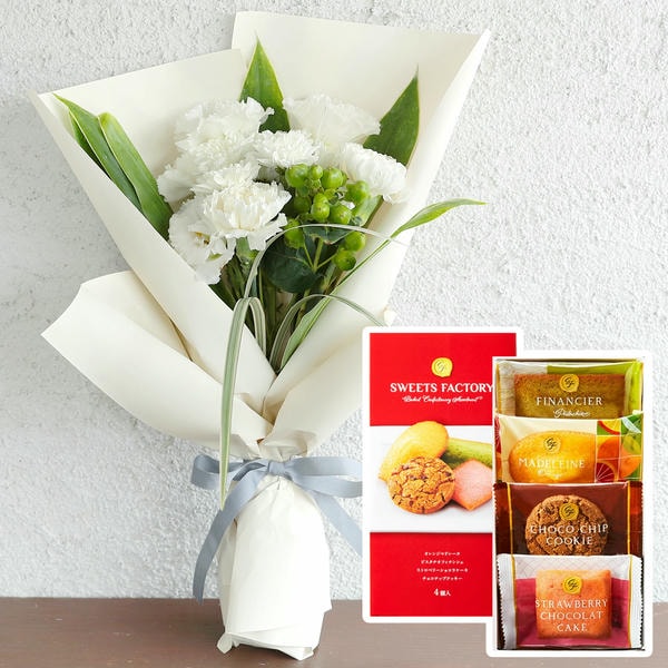 お供え花束「そらね」(ホワイト)お菓子セット【花】【年間ギフト】　商品画像1