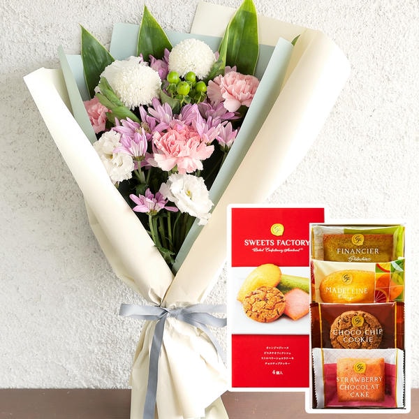 お供え花束「おもいびより」(ピンク)お菓子セット【花】【年間ギフト】　商品画像1