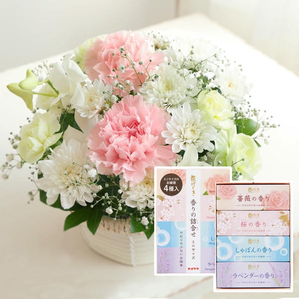 お供えアレンジ「ピンクシンフォニー」お線香付き【花】【年間ギフト】　商品画像1
