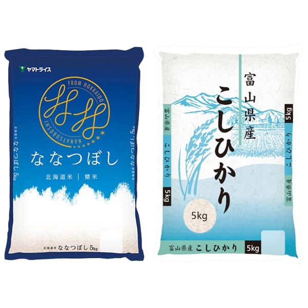 【令和7年産】【精米】ヤマトライス 人気銘柄食べ比べセット(北海道産ななつぼし5kg・富山県産コシヒカリ5kg)【CB】　商品画像1