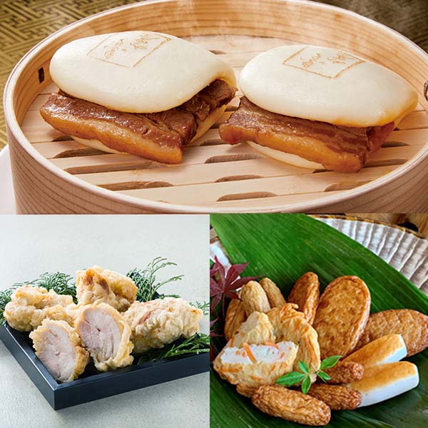 九州うまかもんセット(串木野 さつま揚げ詰合せ、綾鶏 とり天、長崎ふくみ屋 角煮卓袱まんじゅう)(L8099)【九州フェア】【サクワ】　商品画像1