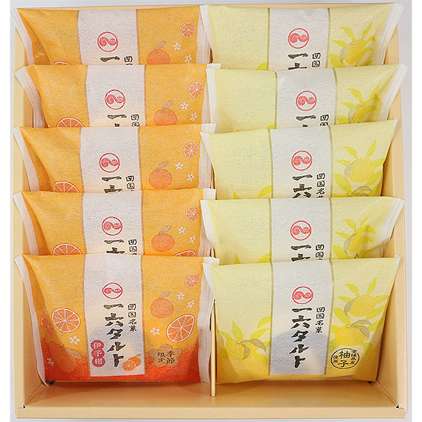 愛媛 一六本舗 ひと切れ一六タルト柚子・伊予柑 10個入(ひと切れ一六タルト柚子×5個 ひと切れ一六タルト伊予柑×5個 )【NN】　商品画像1