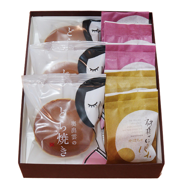 島根県松葉屋 奥出雲のどら焼き・神様がいっパイセット 奥出雲のどらやきつぶあん3個 神様がいっパイ小豆3個、かぼちゃ2個【NN】　商品画像1