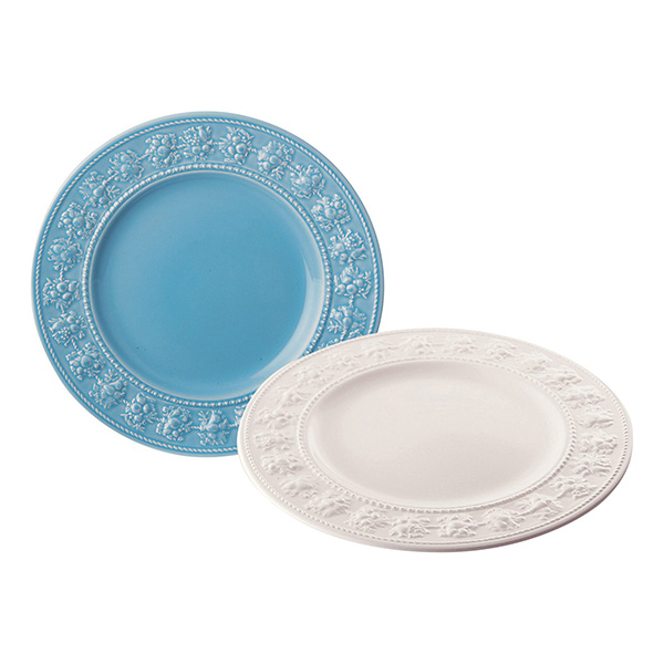 ウェッジウッド クイーンズウェア コレクション フェスティビティ ペアプレート27cm (アイボリー・ブルー)[3049-032]【贈りものカタログ】　商品画像1