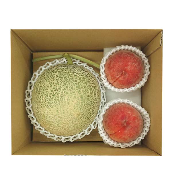 北海道産・山梨県産・長野県産 赤肉メロン・桃2個(お届け期間：8/21〜8/31)【夏の贈りもの・お中元】　商品画像1