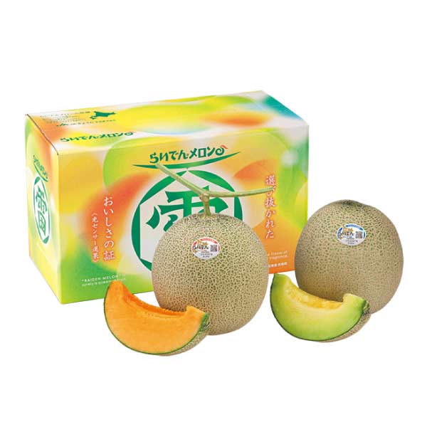 北海道共和町産(JAきょうわ) らいでんメロン 秀品2L赤青(お届け期間：8/21〜8/31)【夏の贈りもの・お中元】　商品画像1