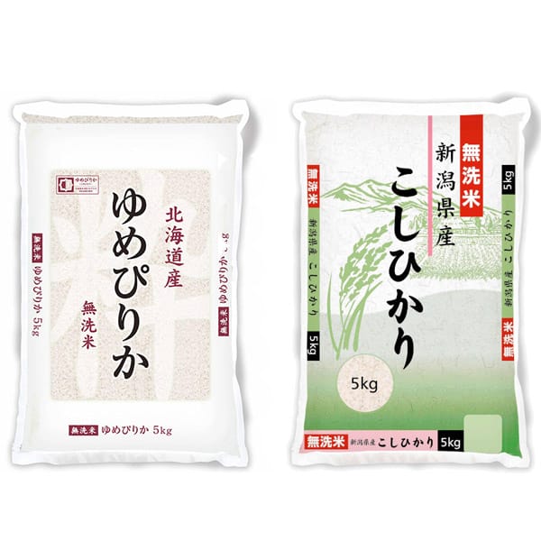 【令和7年産】【無洗米】無洗米食べ比べセット(D)(北海道産無洗米ゆめぴりか 5kg・新潟県産無洗米コシヒカリ 5kg)【超！春トク祭り】【CB】　商品画像1