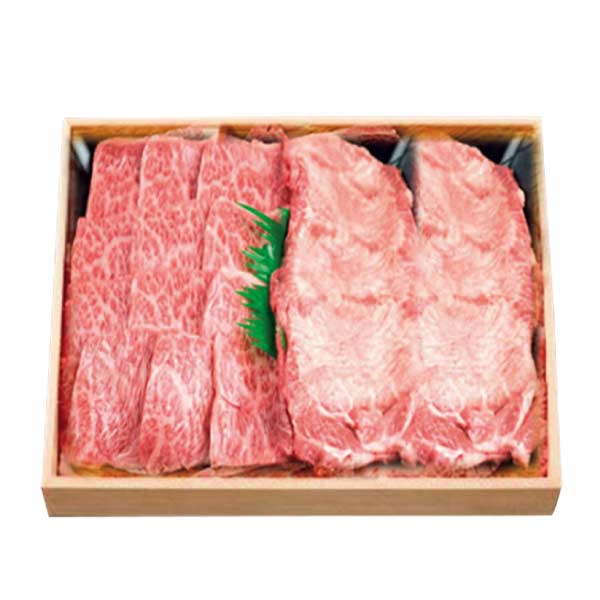 滋賀県産 近江牛かた切りおとし焼肉用+米国産牛タン焼肉用【夏の贈りもの・お中元】　商品画像1