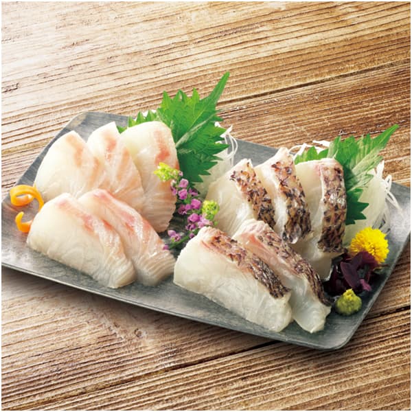 三重 尾鷲物産 三重県産活〆養殖真鯛真空刺身用（1尾分 2枚入り） 片身：皮付き 片身：皮無し【CB】　商品画像1