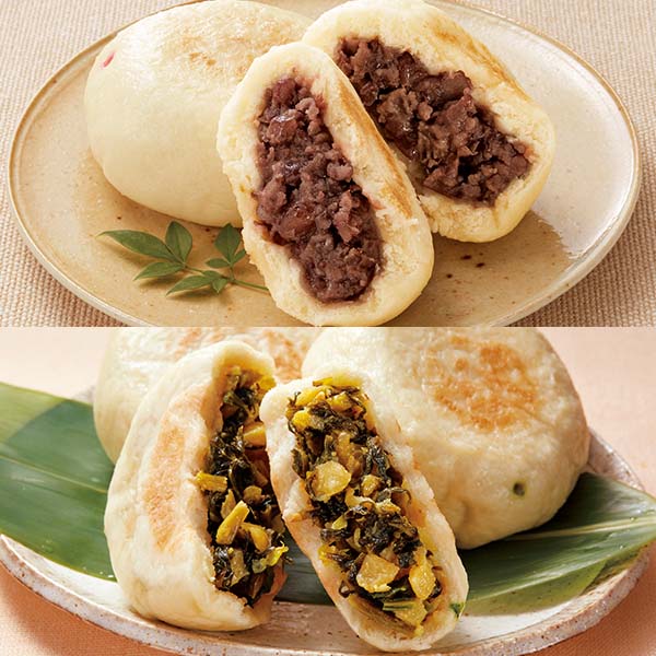 小川村信州縄文おやき2種セット(野沢菜・あずき)各4個 (L8229)【サクワ】　商品画像1