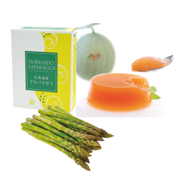 北海道 ハウス栽培グリーンアスパラガス＆夕張メロンピュアゼリー(L400g、80g×6個)【お届け期間:5月7日〜5月10日】【MK】　商品画像1