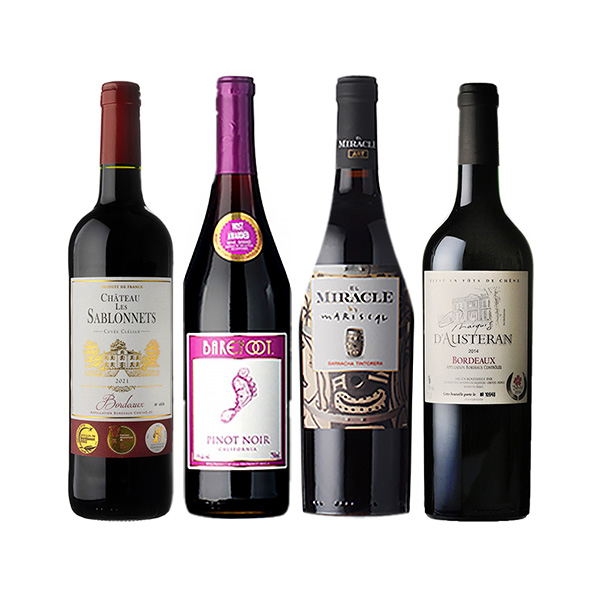世界の赤ワイン飲み比べ4本セット【おいしいお取り寄せ】　商品画像1