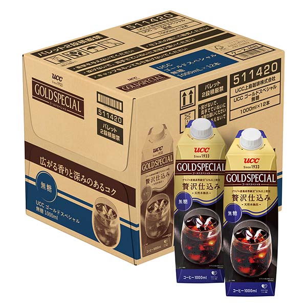 ゴールドスペシャルアイスコーヒー無糖 1000ml×12本入【超！ナツ夏祭り】　商品画像1