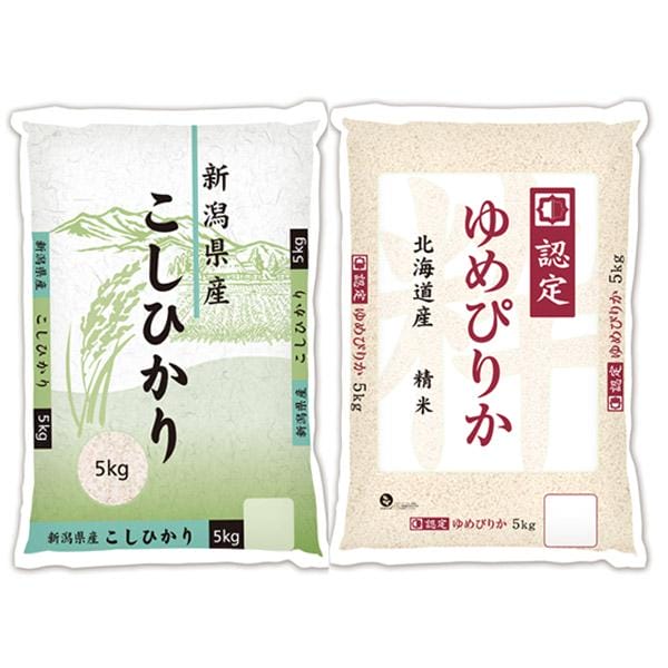【令和7年産】【精米】ヤマトライス 新潟県産コシヒカリ 5kg・北海道産ゆめぴりか 5kg【超！ナツ夏祭り】【CB】　商品画像1