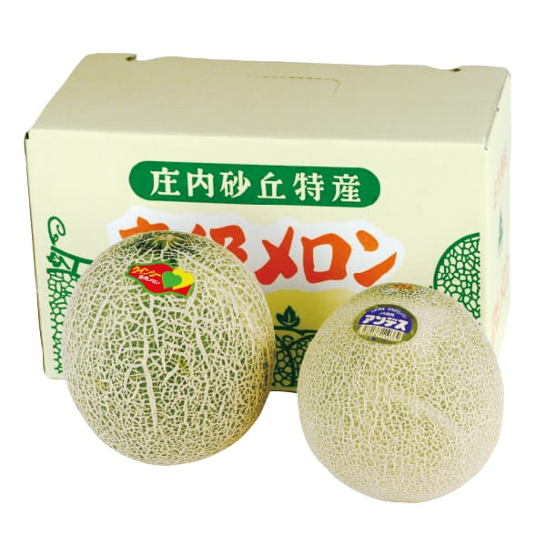 山形県産 庄内砂丘メロン(赤・青) 各1玉 【お届け期間:7/20(月)〜8/15(土)】【MK】　商品画像1