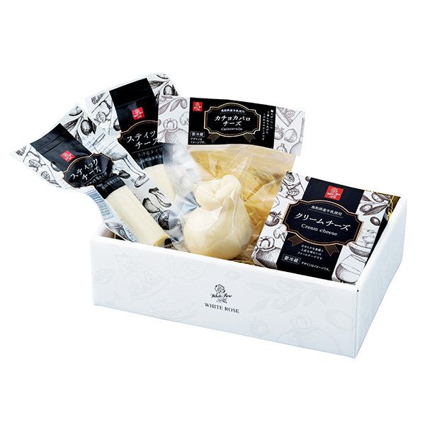 鳥取 大山乳業 白バラのチーズギフト(クリームチーズ180g×1個、カチョカバロチーズ130g×1個、スティックチーズ40g×2個)【NN】　商品画像1