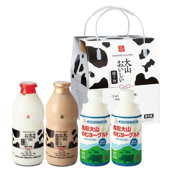 鳥取 大山乳業 大山おいしいギフトミルク＆のむヨーグルト(特選大山おいしい牛乳×1本 大山おいしいカフェオレ×1本 鳥取大山のむヨーグルト×2本)【NN】　商品画像1