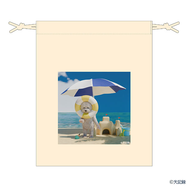 犬記録 ミニ巾着＜犬とビーチ＞(R8437)【雑貨】　商品画像1