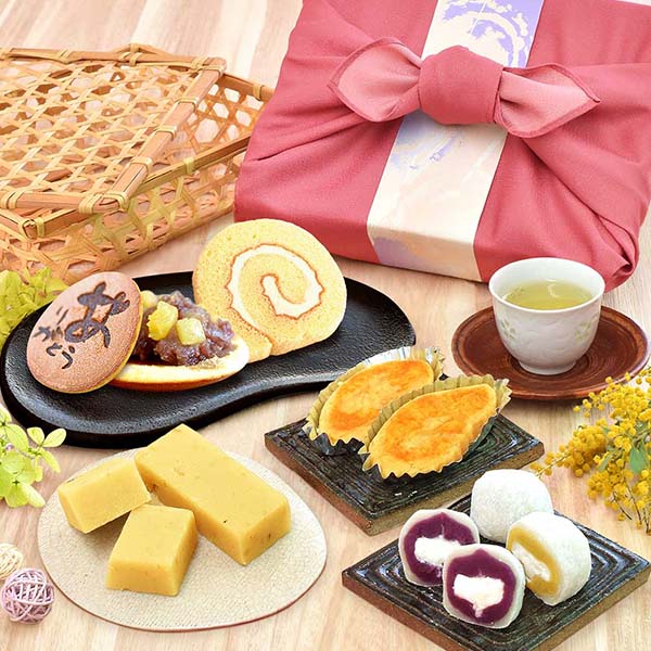 おいもや 竹かご風呂敷スイーツセット【秋のうまいもの市】　商品画像1