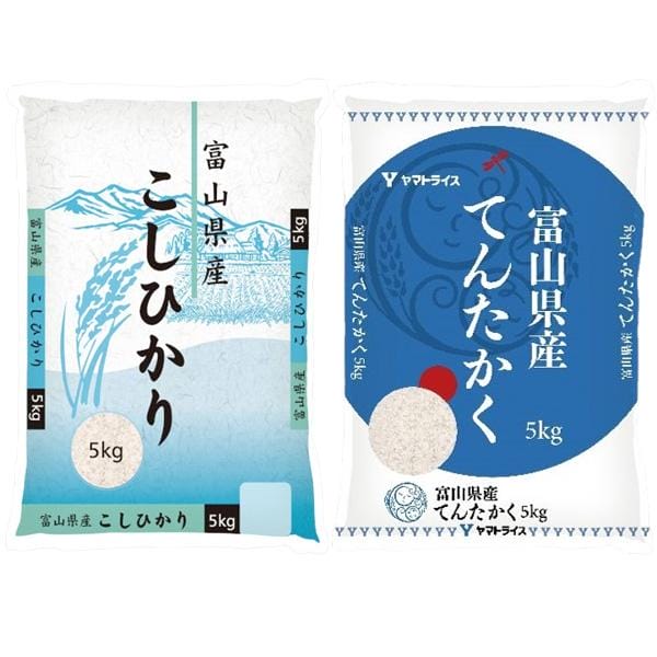 【新米】【令和8年産】【精米】ヤマトライス 新米富山米食べ比べセット(富山県産コシヒカリ 5kg・富山県産てんたかく 5kg)【秋のうまいもの市】【CB】　商品画像1