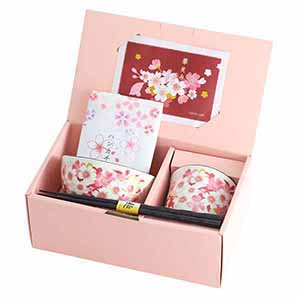 藍セレクション 華笑み飯碗湯呑(ハンカチ付) [03985]【母の日】