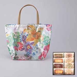 日本製クリアオーガンジー手提(ハイビスカスWH)＆ガトーセレクション [PAN-11]【母の日】