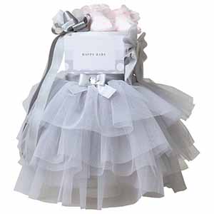 ドレス おむつケーキ グレー[OM0024-18]【年間ギフト】