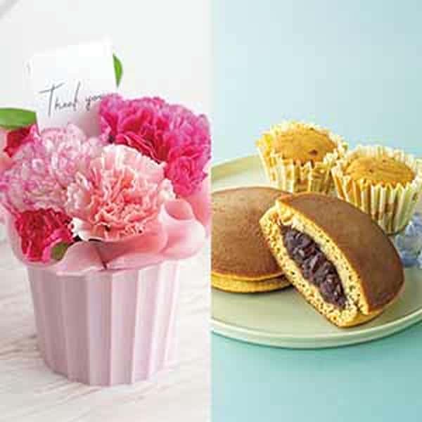 竹中庭園緑化 母の日カーネーションアレンジ＋甘美 どら焼き＆スイートポテト【母の日】