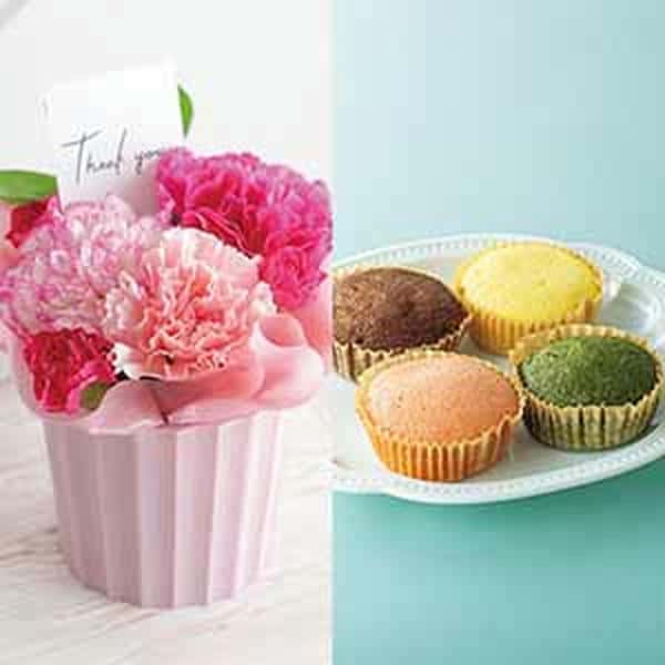 竹中庭園緑化 母の日カーネーションアレンジ＋雪の雫 スイーツパレット【母の日】